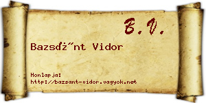 Bazsánt Vidor névjegykártya